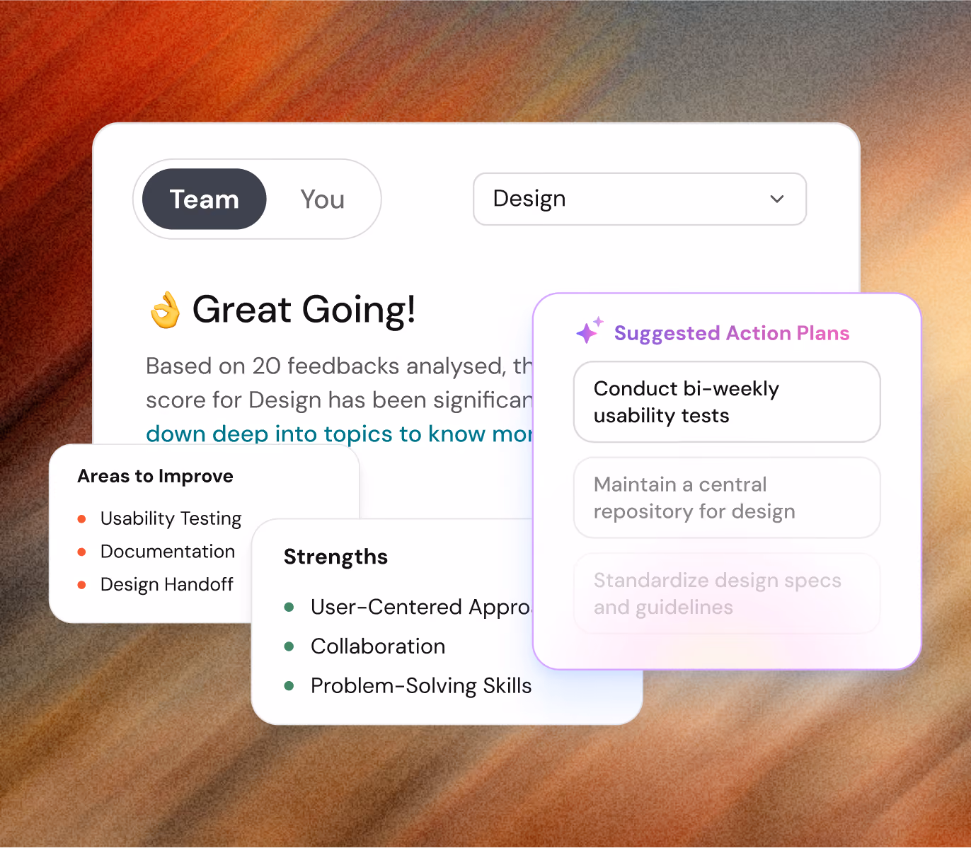 ThriveSparrow continuous feedback screen where a manager sends real-time praise and coaching notes to an employee.