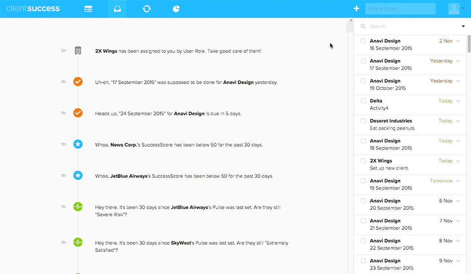 Sticky Alerts & Actions panel