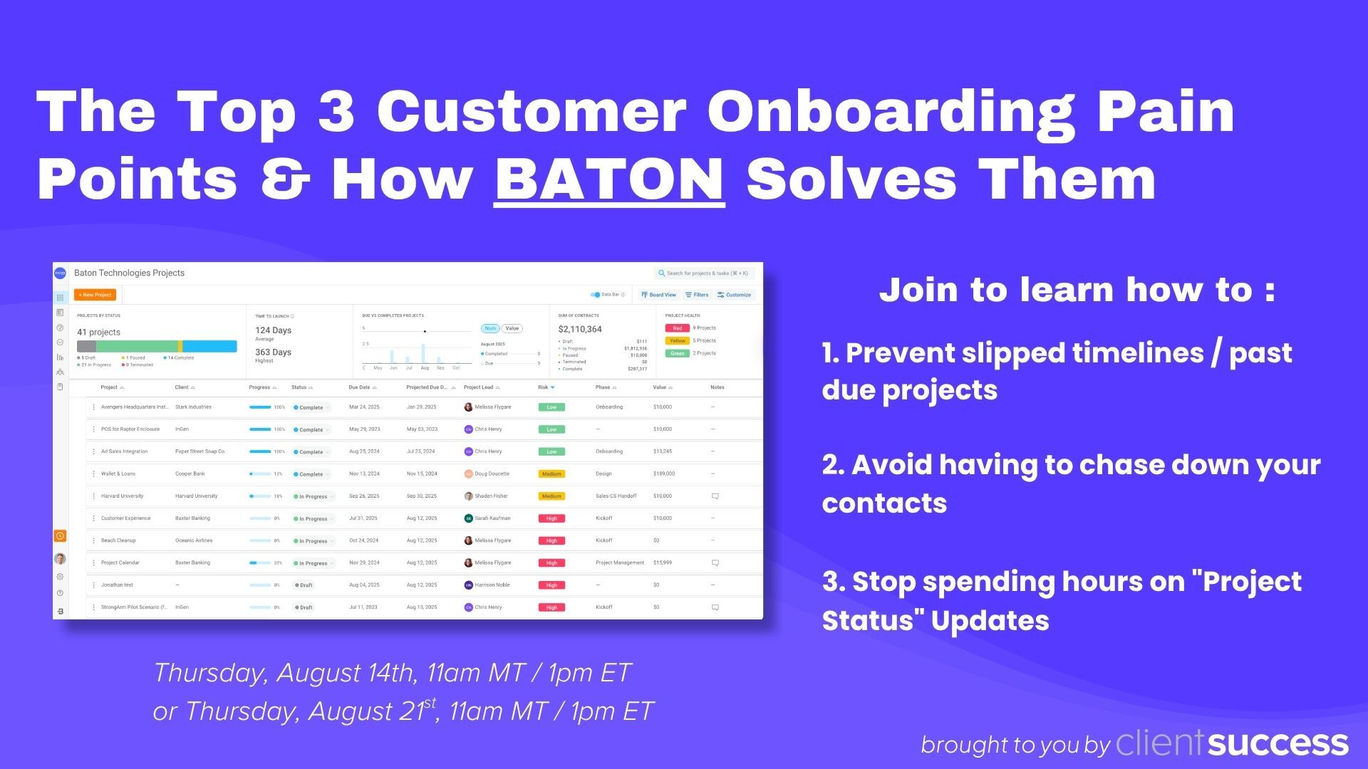 Upcoming Customer Webinar: The Top 3 Customer Onboarding Pain Points & How Baton Solves Them