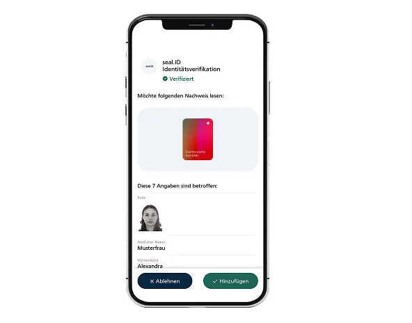 Smartphone showing the the Swiss e ID.