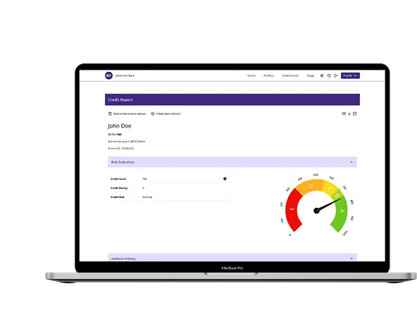 Laptop showing the smart data checks of mesoneers digital trust platform.