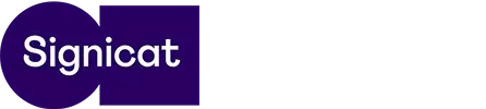 Signicat company logo with white text on a purple background.