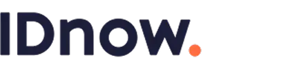 IDnow logo with black text and an orange dot at the end.