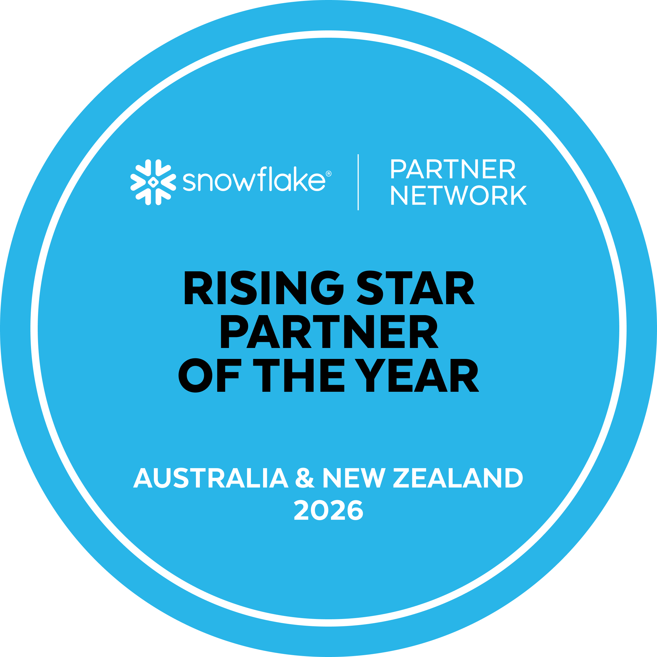 Snowflake Rising Star Partner of the Year 2026 award badge