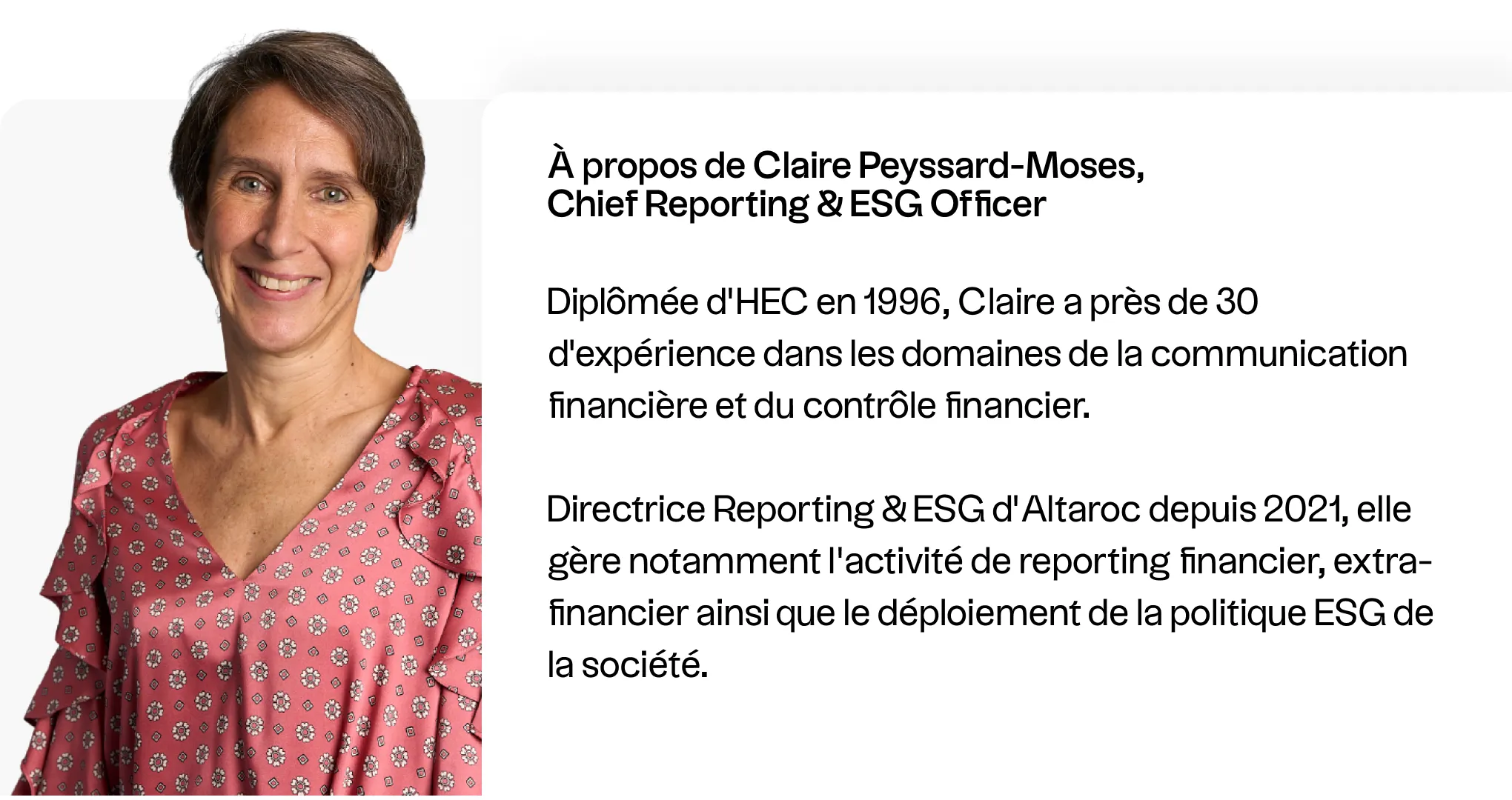 Claire Peyssard-Moses, Chief Reporting & ESG Office