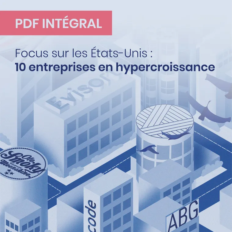 Dessin immeuble et texte affichant Focus sur les Etats-Unis : 10 entreprises en hypercroissance