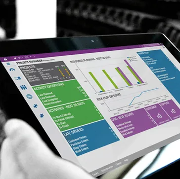 Des chiffres et graphs affichés sur une tablette