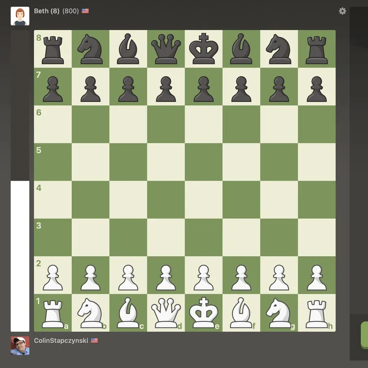 Capture d'une partie d'échec sur chess.com