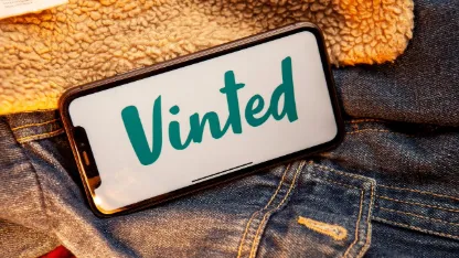 Vinted logo on mobile devices, symbolizing the sale of secondhand clothing
