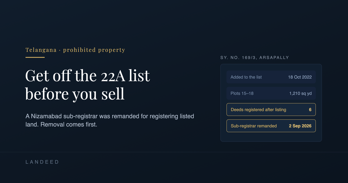A Sub-Registrar Was Remanded for Registering 22A Land. Get Yours Removed First.