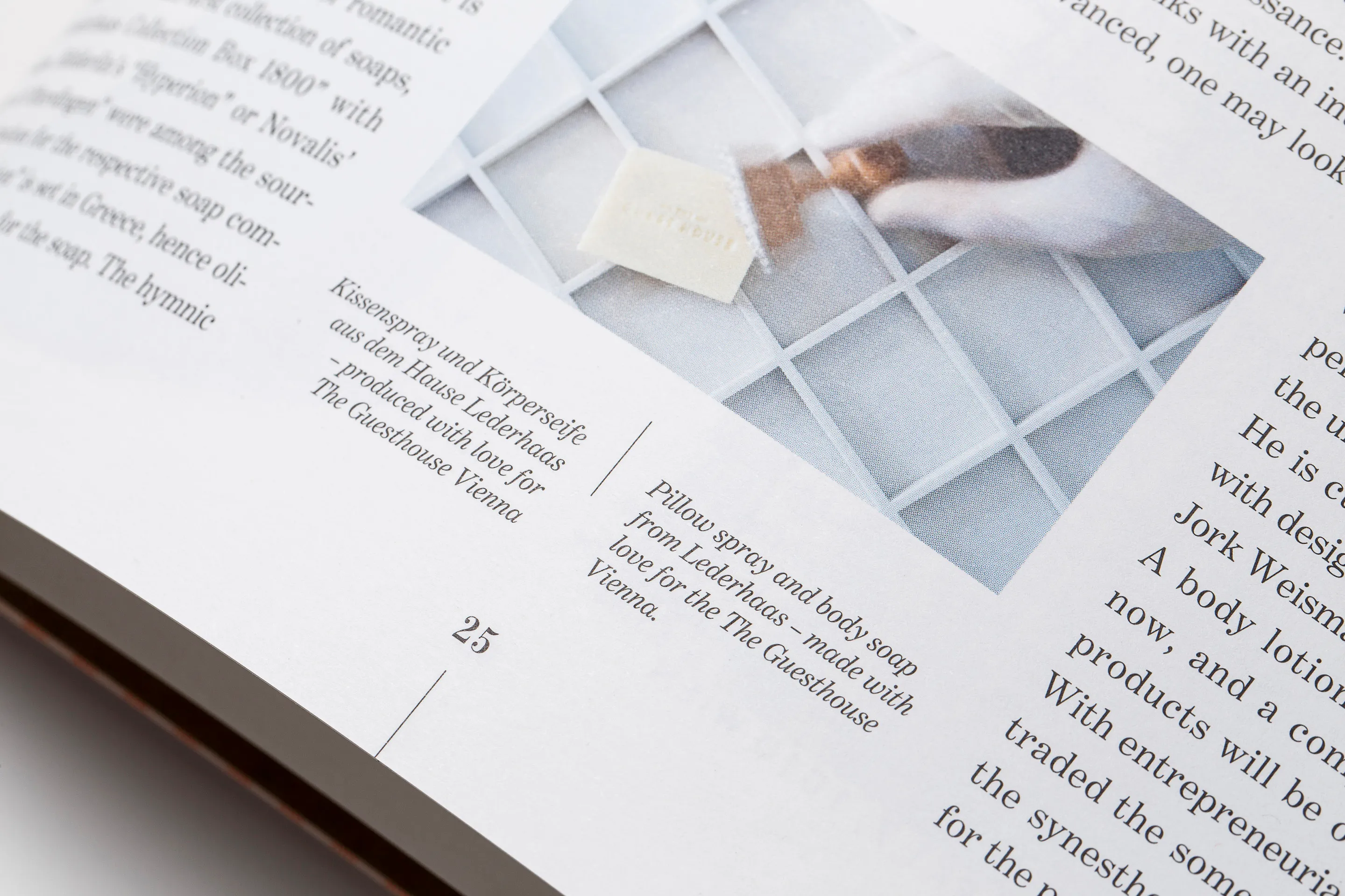 The Guesthouse Vienna's in-house guest magazine, pagination design close-up. 