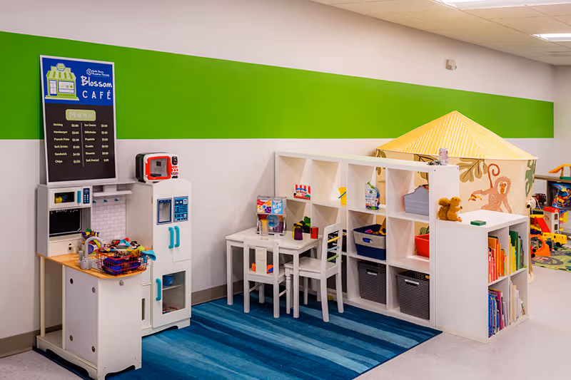 "Interactive therapy room featuring sensory play equipment North Shore Pediatric Therapy.