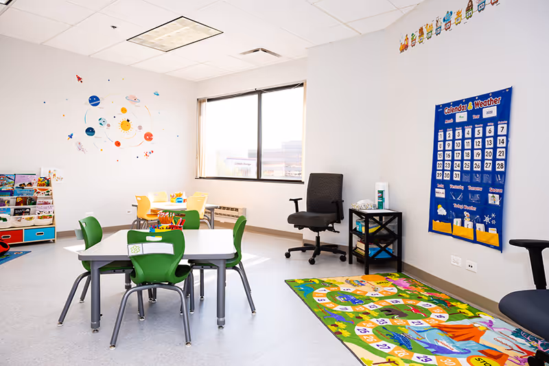 Interactive therapy room featuring sensory play equipment at our Deerfield pediatric therapy center.