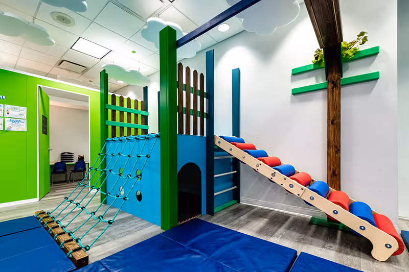 A gym structure at North Shore Pediatric Therapy