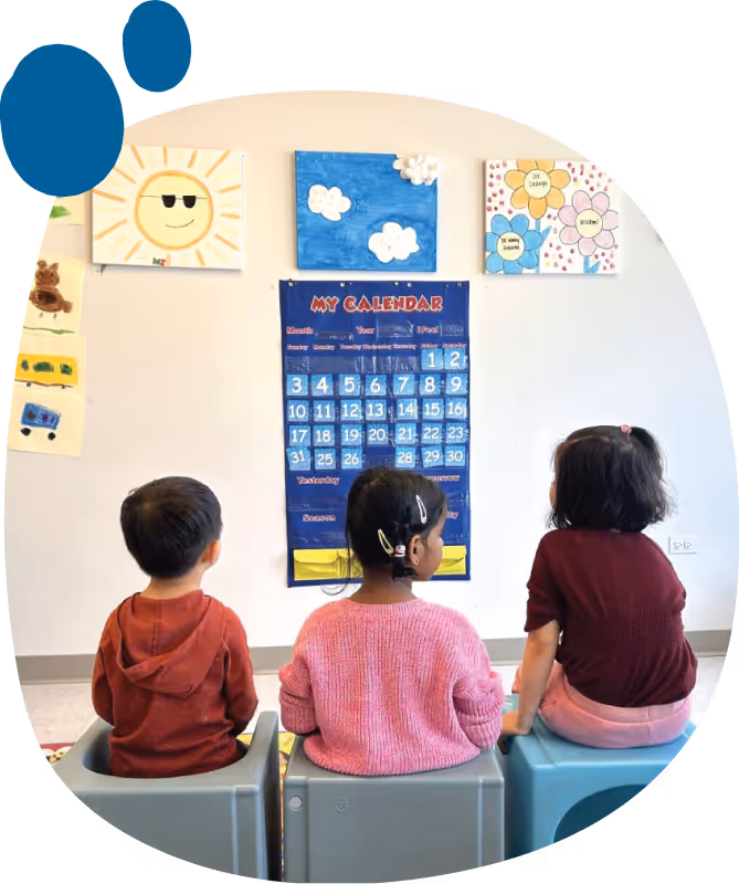 Preschool children in our Blossom Prep program going through morning routine
