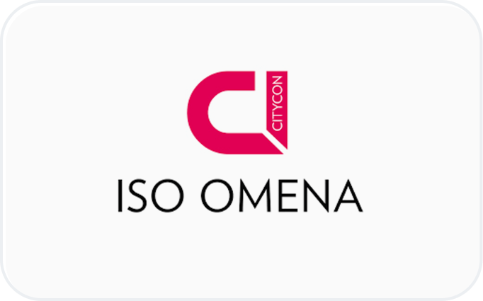 Logo CityCon au-dessus du texte ISO OMENA sur fond blanc.