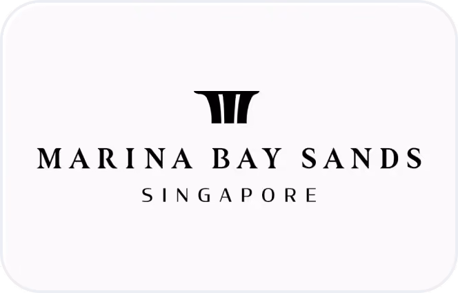 Logo de Marina Bay Sands avec une icône stylisée au-dessus du texte, avec les mots « MARINA BAY SANDS » et « SINGAPOUR ».