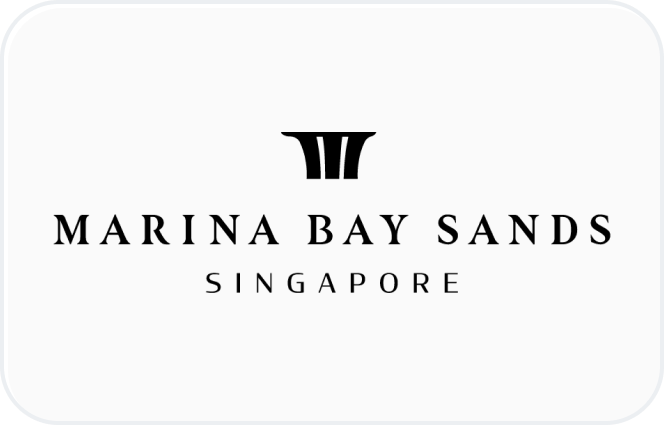 Logo de Marina Bay Sands avec une icône stylisée au-dessus du texte, avec les mots « MARINA BAY SANDS » et « SINGAPOUR ».