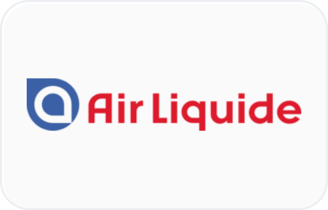 Air Liquide company logo with red text and blue symbol.
