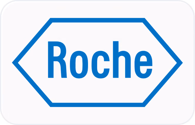 Roche logo with blue text inside a blue hexagonal outline on a white background.