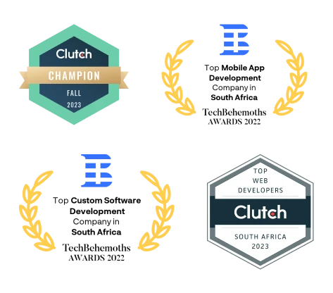 Collection of badges from Clutch, Goodfirms & Techbehemoths
