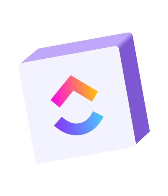 ClickUp logo on cube