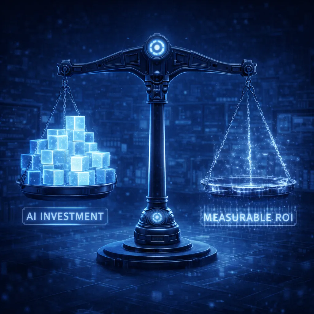 Balance scale comparing AI Investment to Measurable ROI