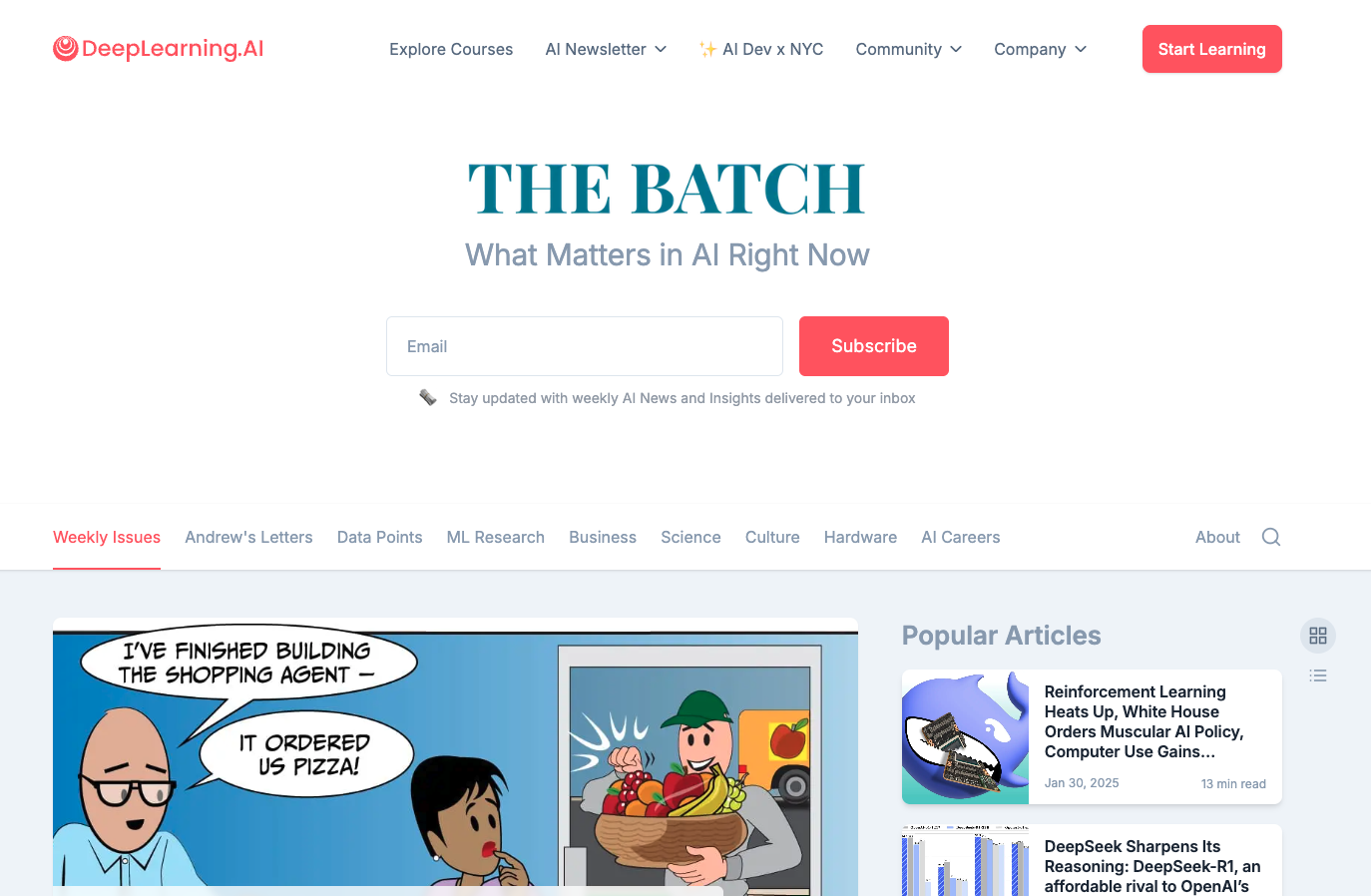 DeepLearning.AI's The Batch Home page