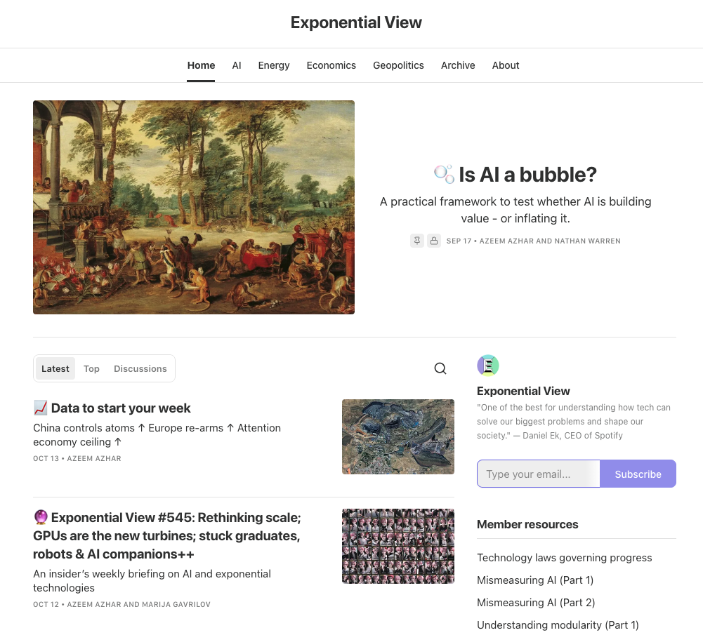 Exponential View - Azeem Azhar - Home page