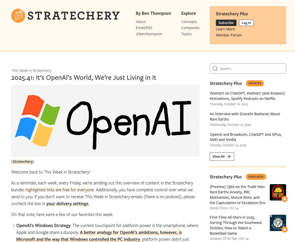 Stratechery by Ben Thompson 