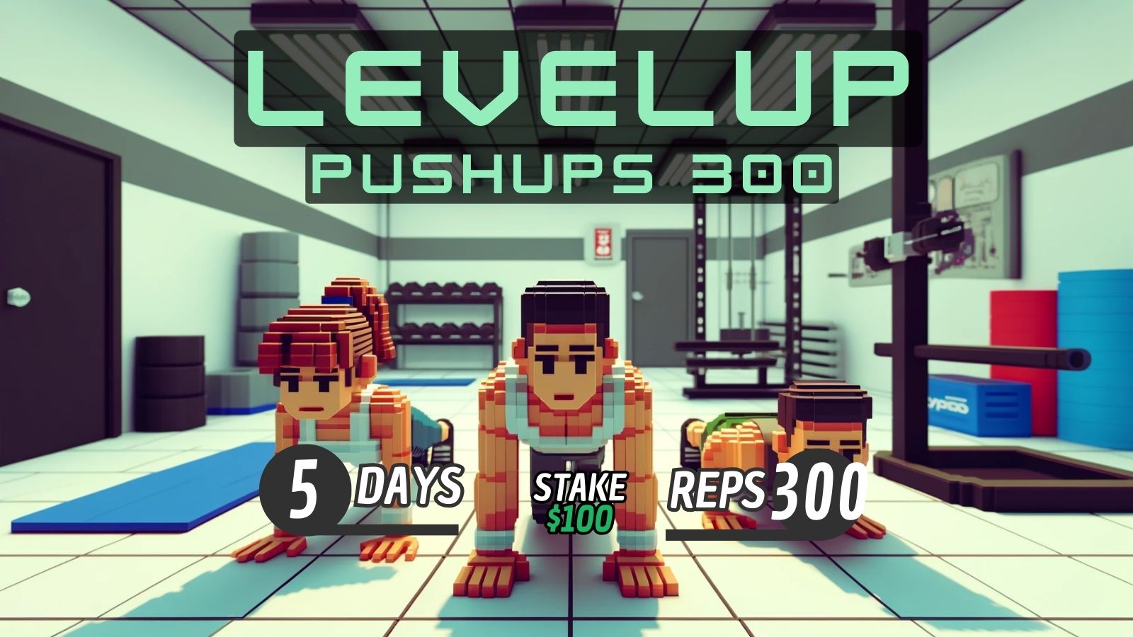 LevelUp Pushup 300 fitness game on Cadoo