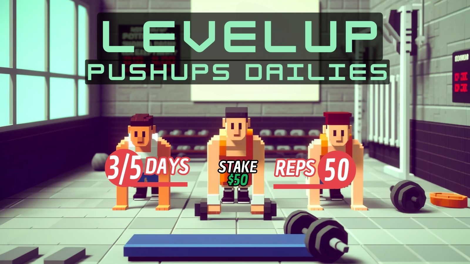 LevelUp Pushup Dailies fitness game on Cadoo