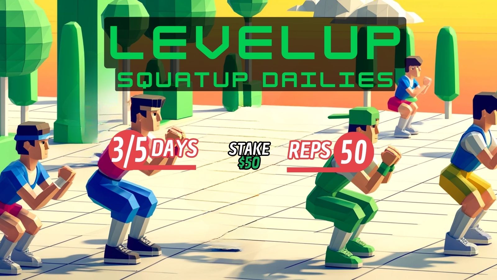 LevelUp Squatup Dailies fitness game on Cadoo