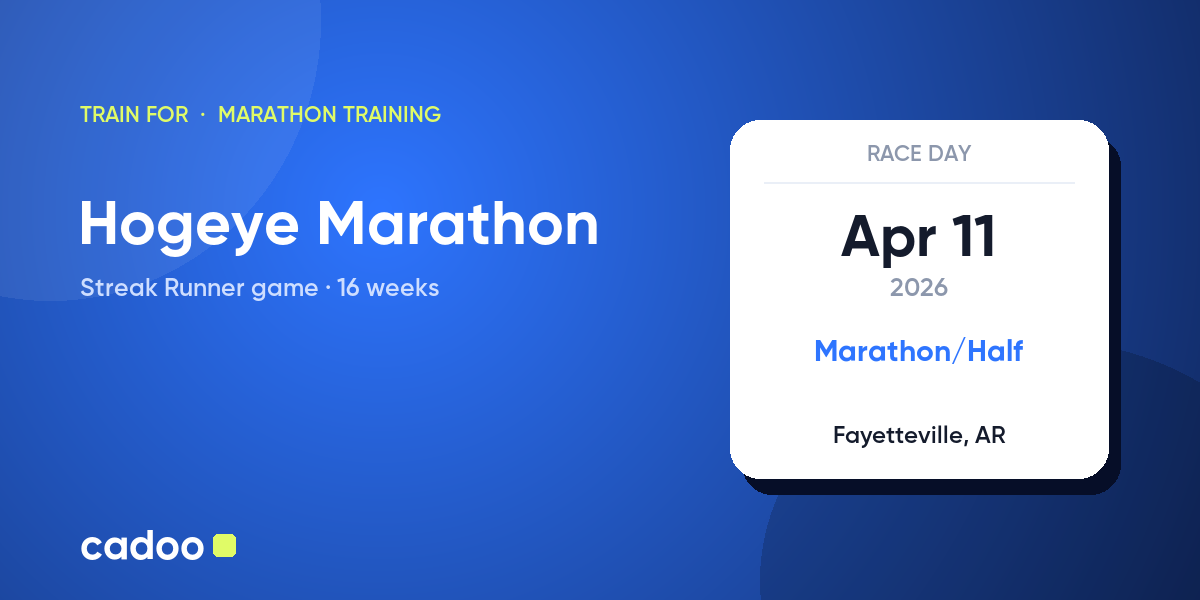 Train for the Hogeye Marathon with Cadoo