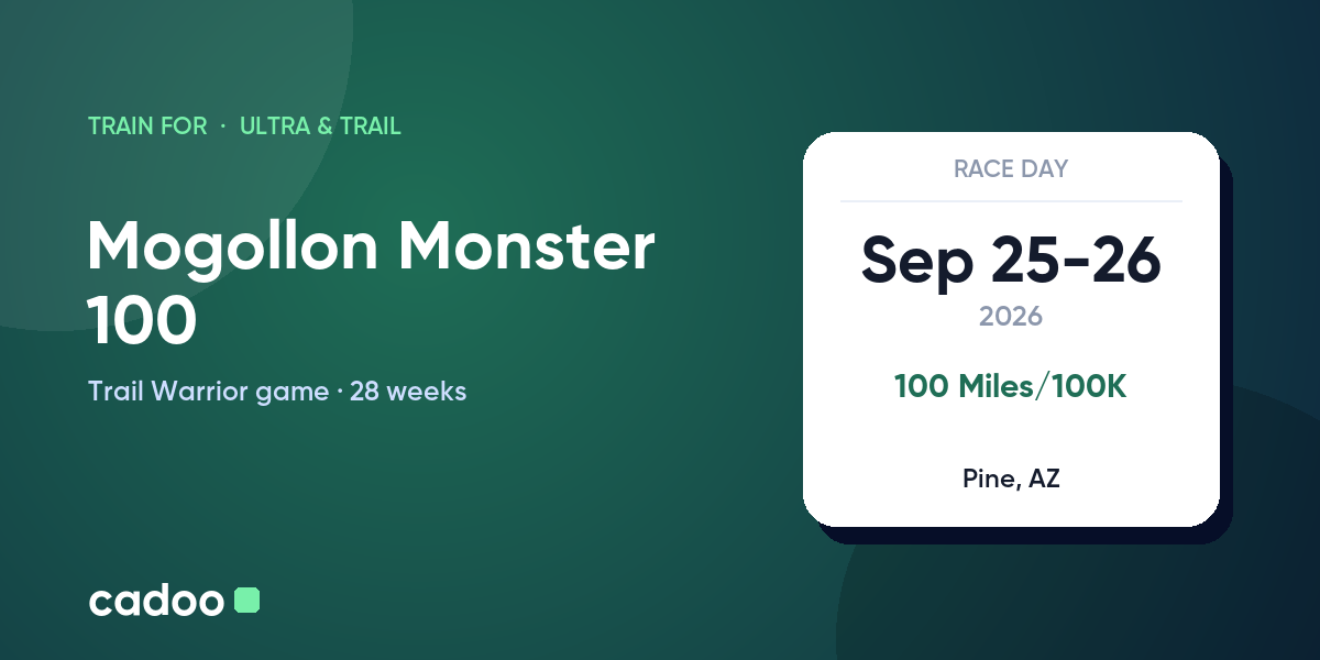 Train for the Mogollon Monster 100 with Cadoo