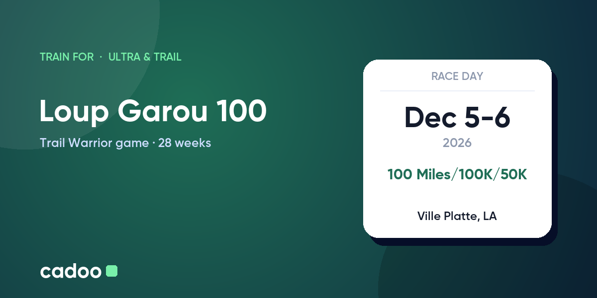 Train for the Loup Garou 100 with Cadoo