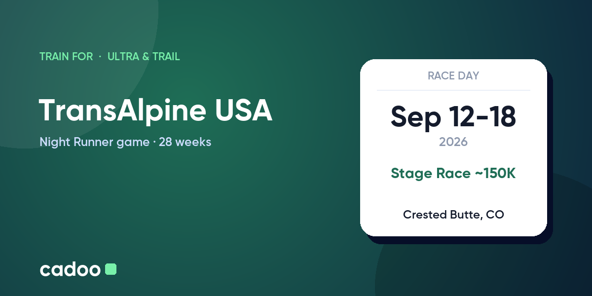 Train for the TransAlpine USA with Cadoo