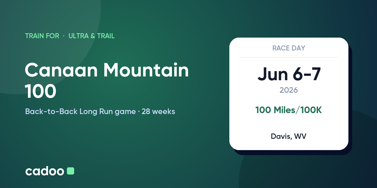 Train for the Canaan Mountain 100 with Cadoo