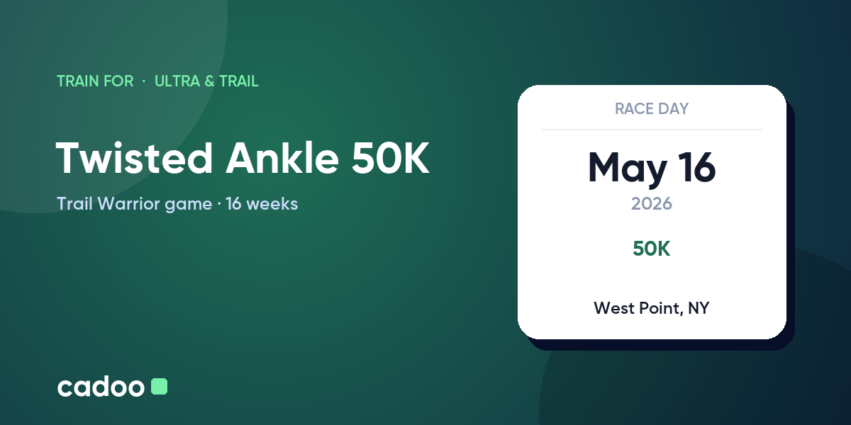 Train for the Twisted Ankle 50K with Cadoo