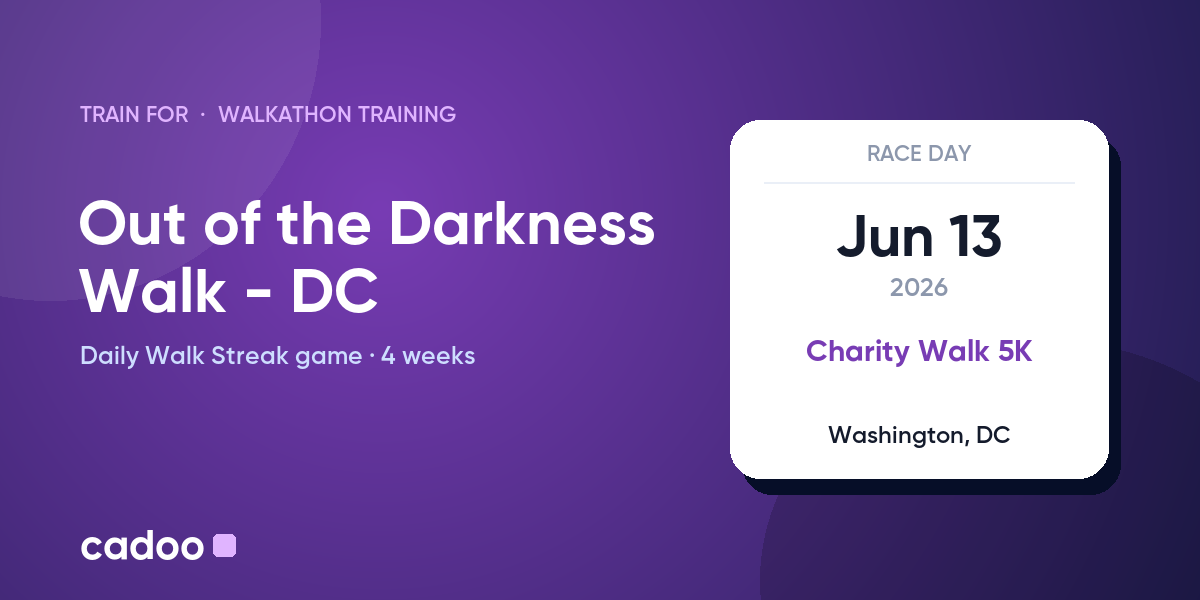 Train for the Out of the Darkness Walk - DC with Cadoo
