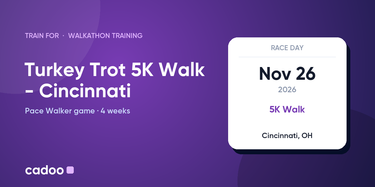 Train for the Turkey Trot 5K Walk - Cincinnati with Cadoo