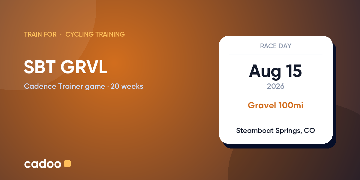 Train for the SBT GRVL with Cadoo