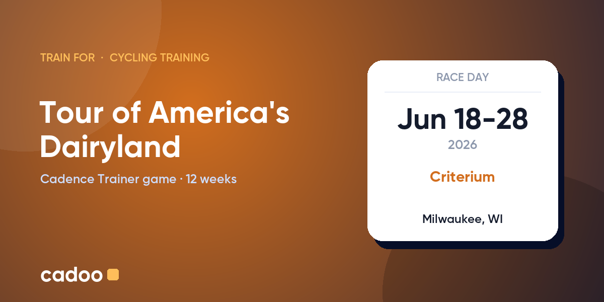 Train for the Tour of America's Dairyland with Cadoo