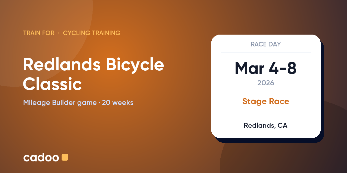 Train for the Redlands Bicycle Classic with Cadoo