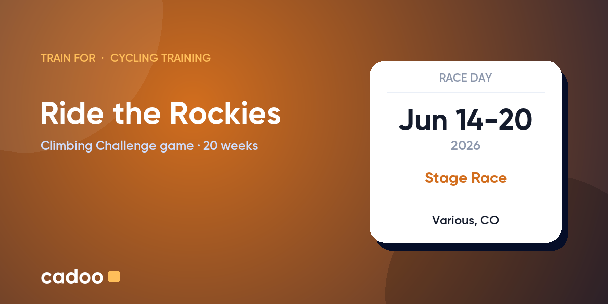 Train for the Ride the Rockies with Cadoo