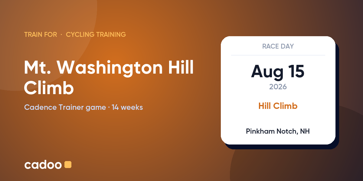 Train for the Mt. Washington Hill Climb with Cadoo