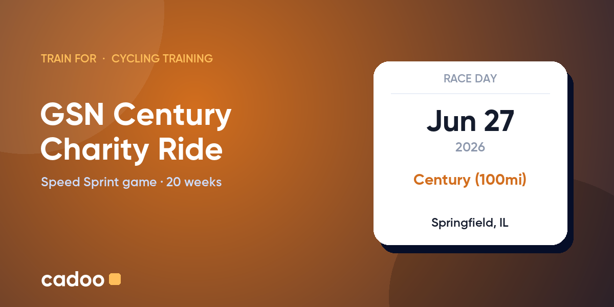 Train for the GSN Century Charity Ride with Cadoo
