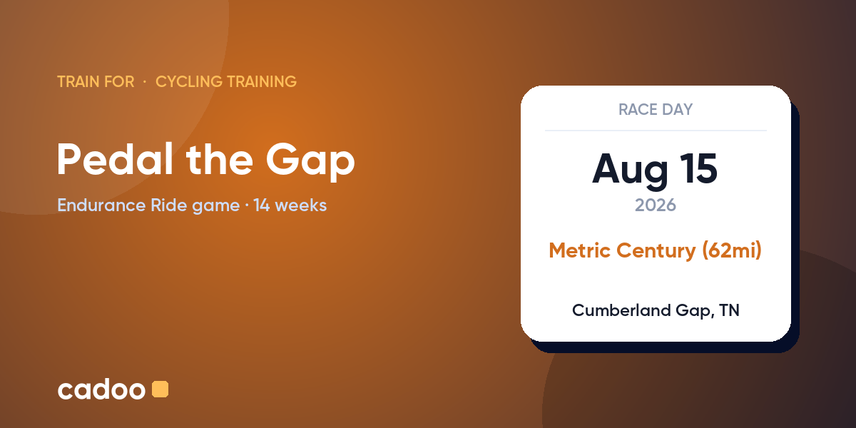Train for the Pedal the Gap with Cadoo
