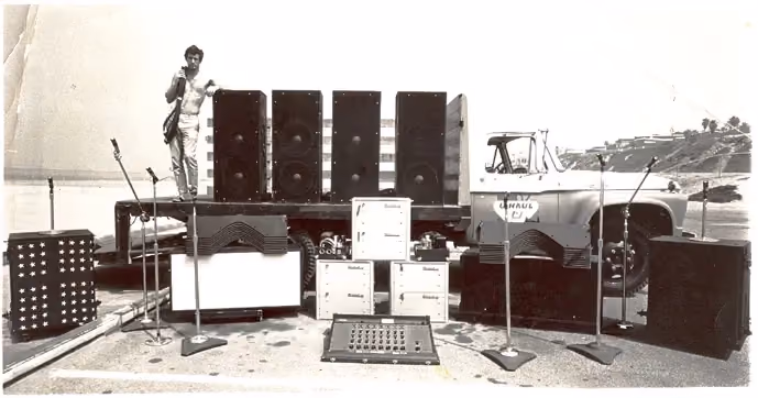 A stage with speakers provided by the Clair Brothers