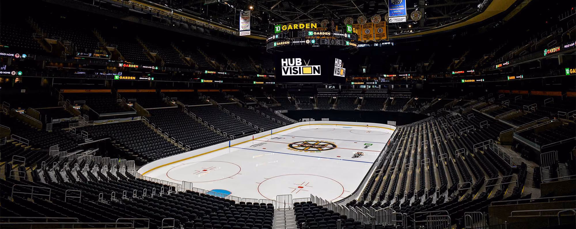 An empty TD Garden before a Boston Bruins hockey game